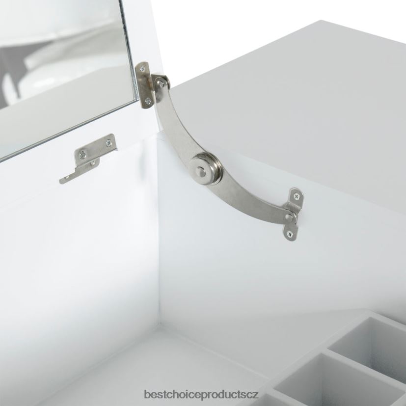 Best Choice Products Koupelnový set toaletního stolku se čtvercovým zrcadlem, taburetem doplněk bílý FF22861303