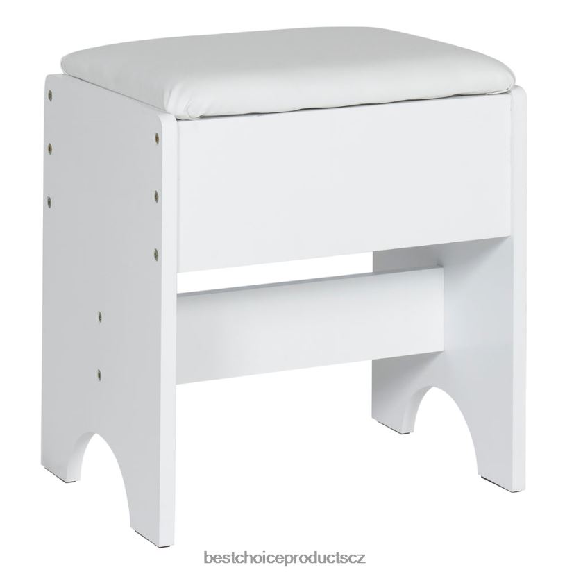 Best Choice Products Koupelnový set toaletního stolku se čtvercovým zrcadlem, taburetem doplněk bílý FF22861303