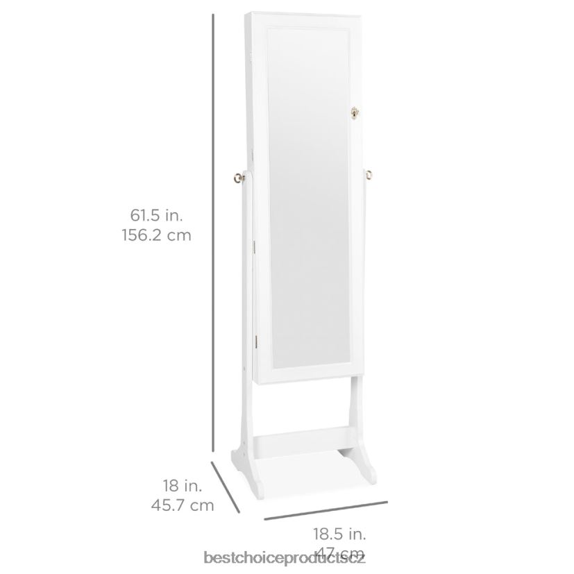 Best Choice Products Šestipatrová zrcadlová skříň na šperky s LED světly doplněk bílý FF2286712
