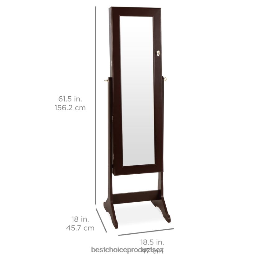 Best Choice Products Šestipatrová zrcadlová skříň na šperky s LED světly doplněk espresso FF2286711