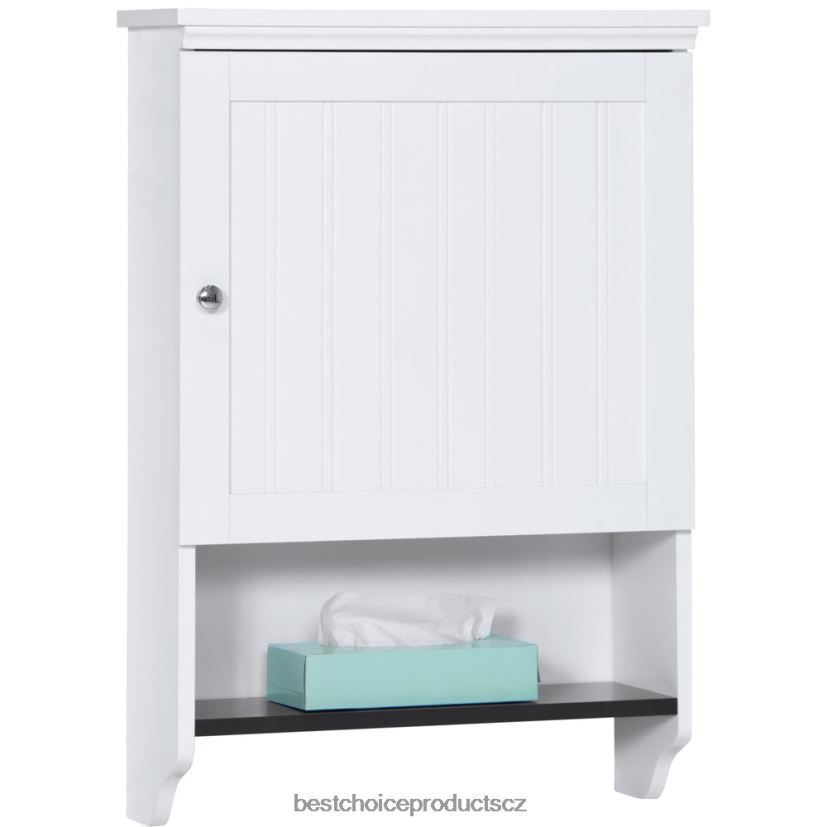 Best Choice Products koupelnová nástěnná závěsná skříňka police úložný dekor doplněk hnědý FF22861278