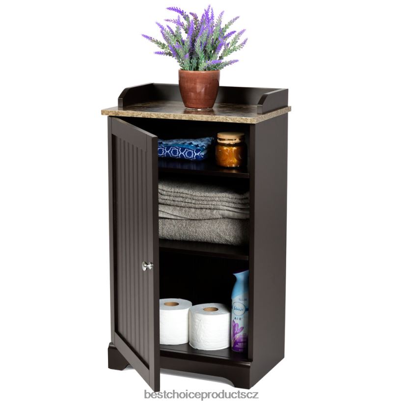 Best Choice Products koupelnová podlahová úložná skříňka s univerzálními dvířky doplněk hnědý FF22861272