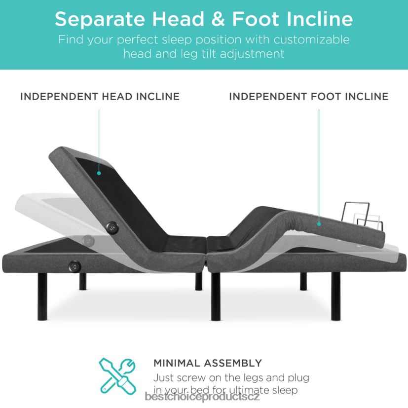 Best Choice Products nastavitelná základna postele s masáží, dálkovým ovládáním, usb porty doplněk krása FF22861187