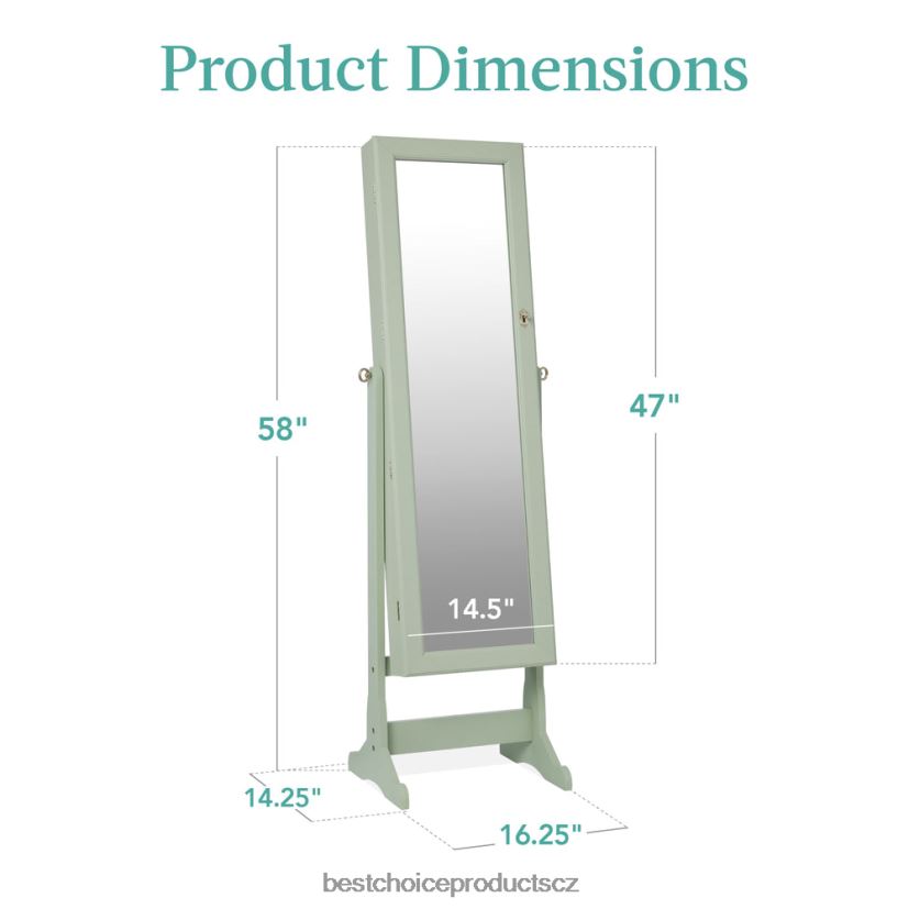 Best Choice Products volně stojící skříň na šperky po celé délce se sametovým interiérem doplněk šalvěj FF22861201