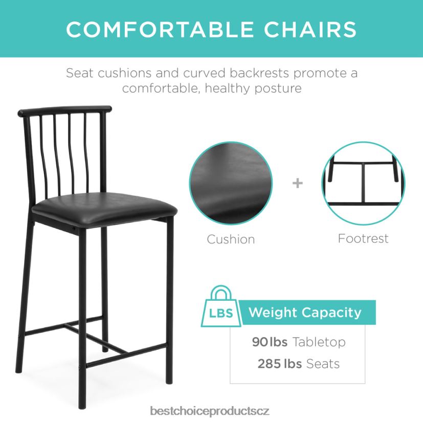 Best Choice Products 3dílná sada kuchyňského jídelního stolu na výšku pultu s úložnými policemi doplněk šedá FF22861223