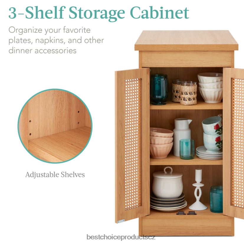 Best Choice Products 3dílná sada ratanového kuchyňského jídelního stolu s výškou pultu s úložnými policemi doplněk přírodní FF2286391