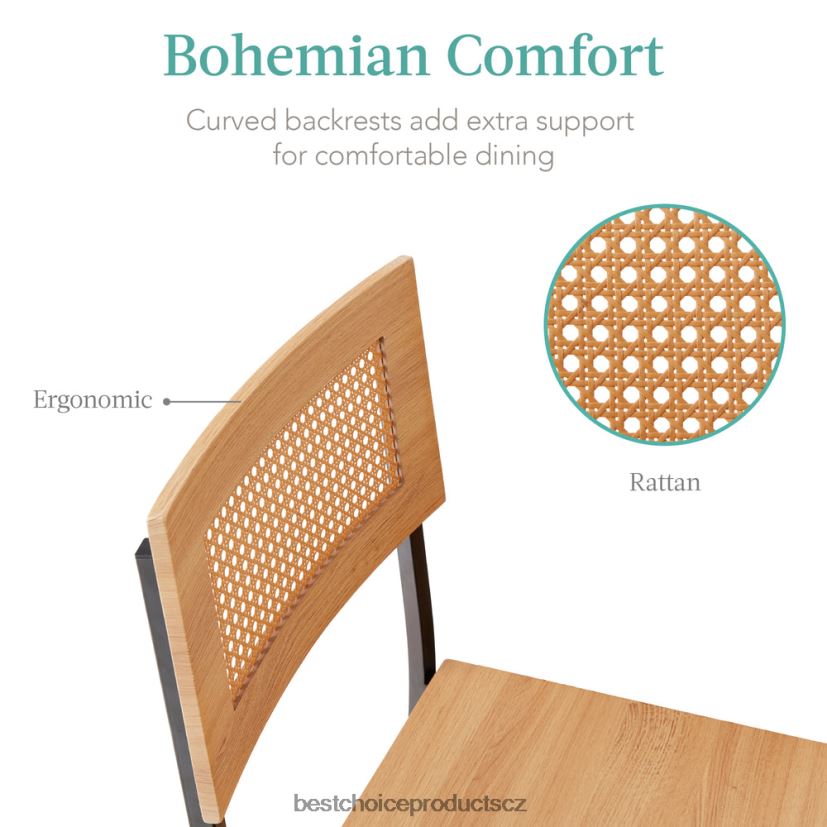 Best Choice Products 3dílná sada ratanového kuchyňského jídelního stolu s výškou pultu s úložnými policemi doplněk přírodní FF2286391