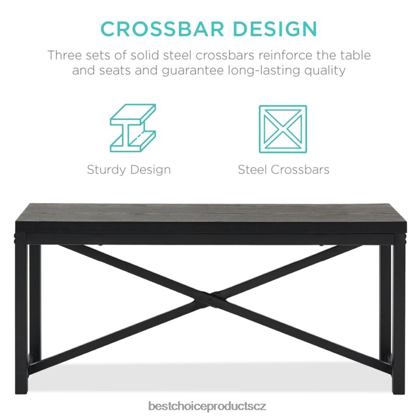 Best Choice Products 3dílná sestava jídelního nábytku lavicového stylu se 2 lavicemi, stolem doplněk Černá FF2286720