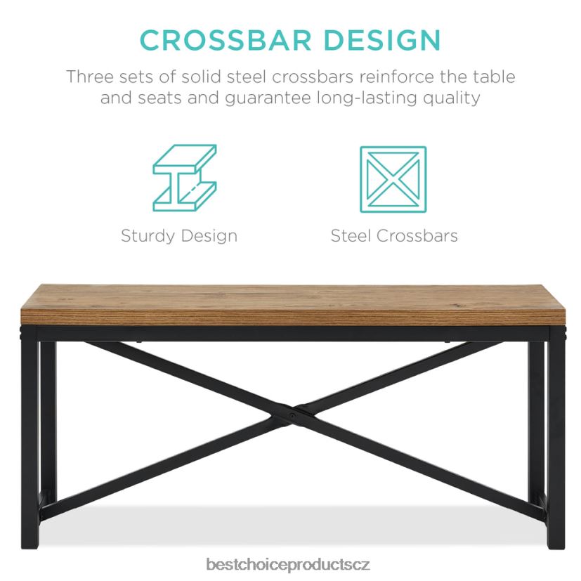 Best Choice Products 3dílná sestava jídelního nábytku lavicového stylu se 2 lavicemi, stolem doplněk světle hnědá/černá FF2286718