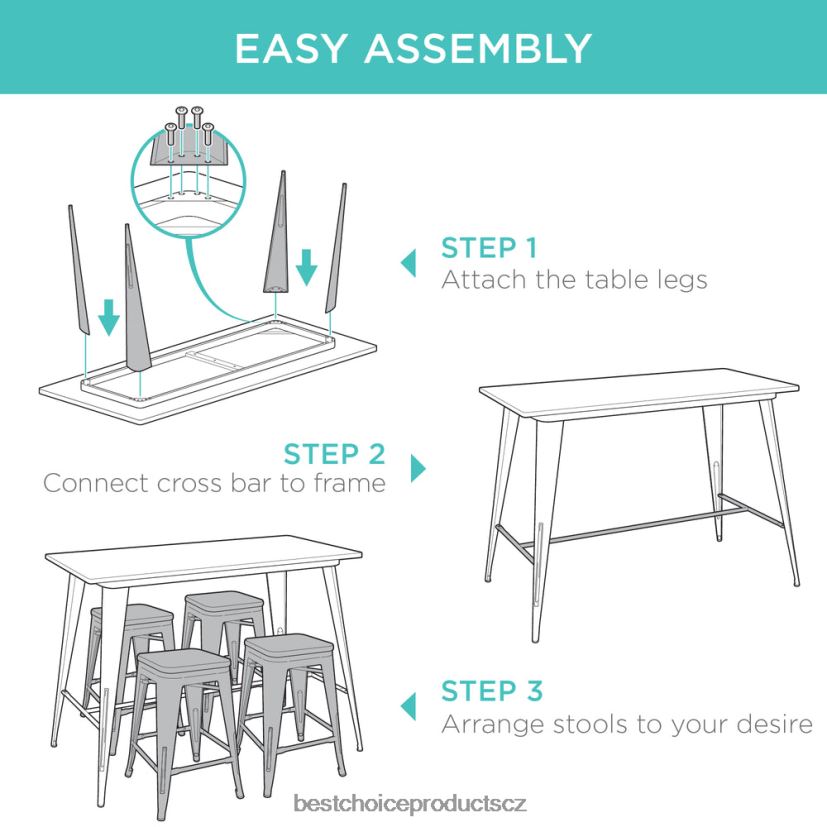 Best Choice Products 5dílná jídelní souprava na výšku pultu se 4 stoličkami bez opěradla, nosnost 330 lb doplněk hnědý FF2286733