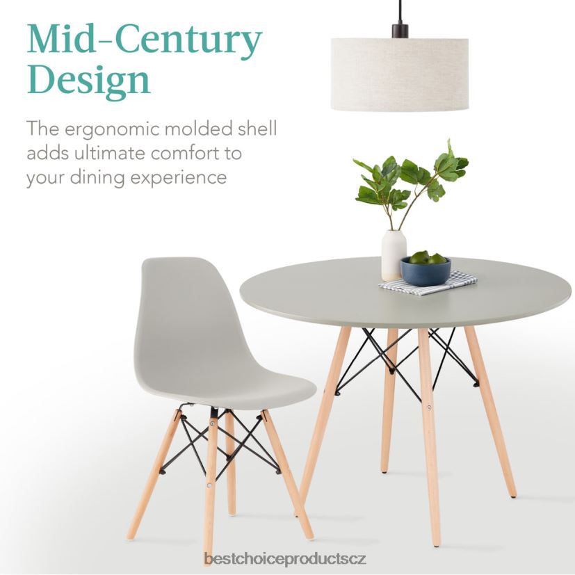 Best Choice Products 5dílný moderní jídelní set z poloviny století se 4 židlemi, dřevěné nohy, kovový rám doplněk hnědá/šedá FF22861221