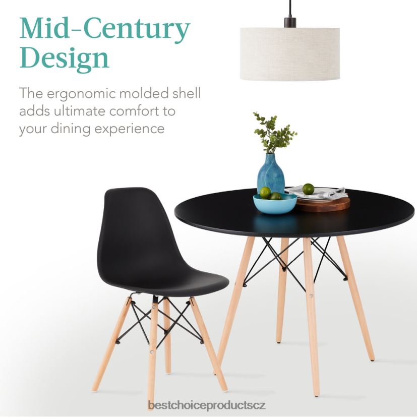 Best Choice Products 5dílný moderní jídelní set z poloviny století se 4 židlemi, dřevěné nohy, kovový rám doplněk hnědá/černá FF22861220
