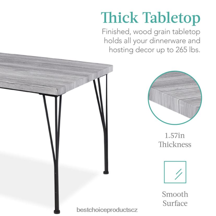 Best Choice Products 5dílná moderní sada nábytku z kovu a dřeva do jídelního stolu se 4 židlemi doplněk šedá FF2286743