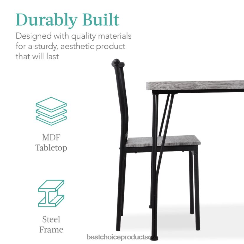 Best Choice Products 5dílná moderní sada nábytku z kovu a dřeva do jídelního stolu se 4 židlemi doplněk šedá FF2286743