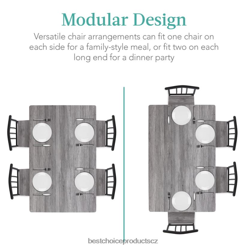 Best Choice Products 5dílná moderní sada nábytku z kovu a dřeva do jídelního stolu se 4 židlemi doplněk šedá FF2286743