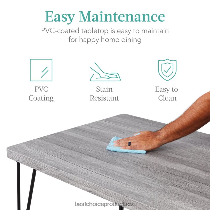 Best Choice Products 5dílná moderní sada nábytku z kovu a dřeva do jídelního stolu se 4 židlemi doplněk šedá FF2286743