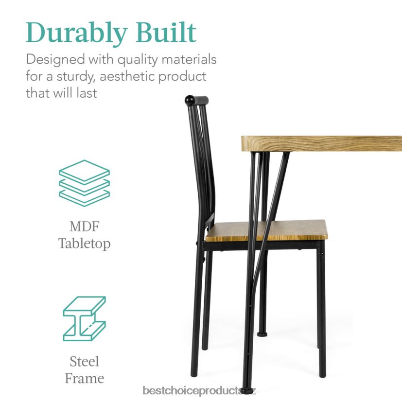 Best Choice Products 5dílná moderní sada nábytku z kovu a dřeva do jídelního stolu se 4 židlemi doplněk hnědý FF2286741