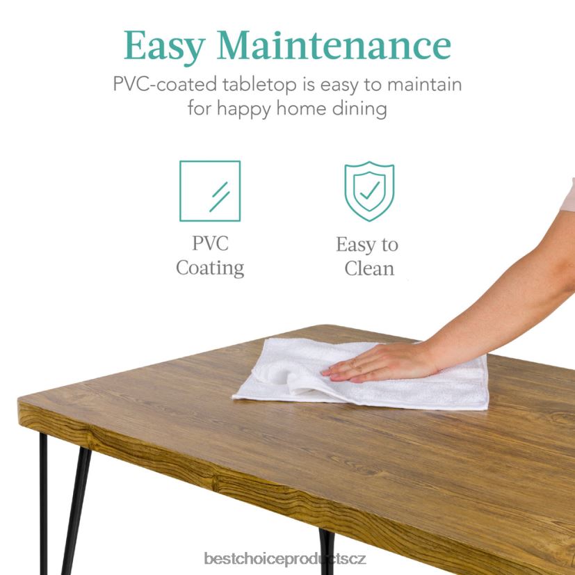 Best Choice Products 5dílná moderní sada nábytku z kovu a dřeva do jídelního stolu se 4 židlemi doplněk hnědý FF2286741