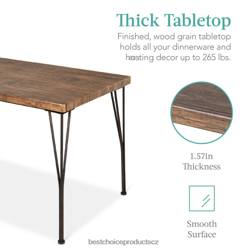 Best Choice Products 5dílná moderní sada nábytku z kovu a dřeva do jídelního stolu se 4 židlemi doplněk unášená hnědá FF2286742