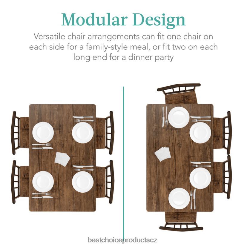 Best Choice Products 5dílná moderní sada nábytku z kovu a dřeva do jídelního stolu se 4 židlemi doplněk unášená hnědá FF2286742