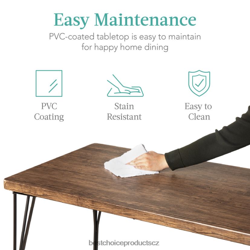 Best Choice Products 5dílná moderní sada nábytku z kovu a dřeva do jídelního stolu se 4 židlemi doplněk unášená hnědá FF2286742