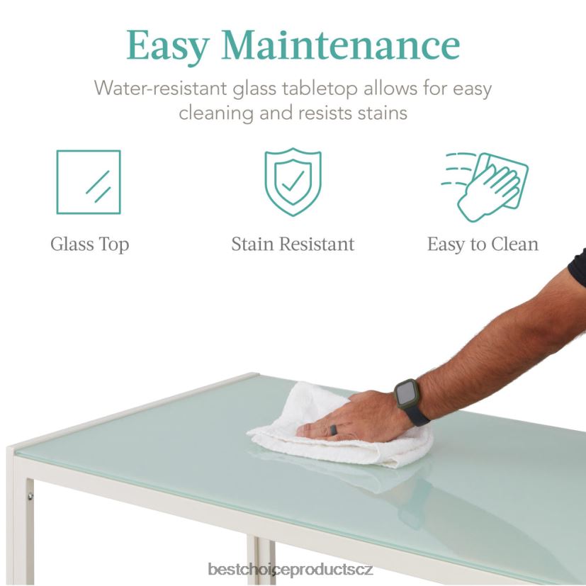 Best Choice Products 5dílná sada jídelního stolu se skleněnou deskou, kožené židle doplněk bílý FF2286665