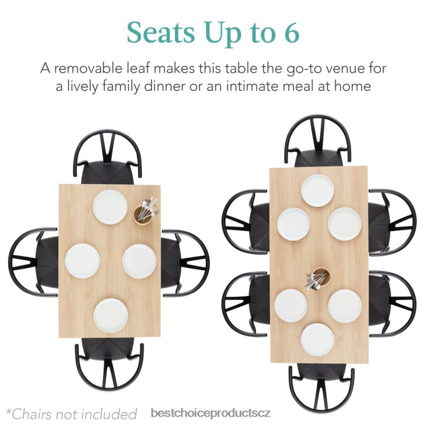 Best Choice Products moderní rozkládací jídelní stůl s nástavcem na křídlo, 2 zámky doplněk přírodní dub FF22861251