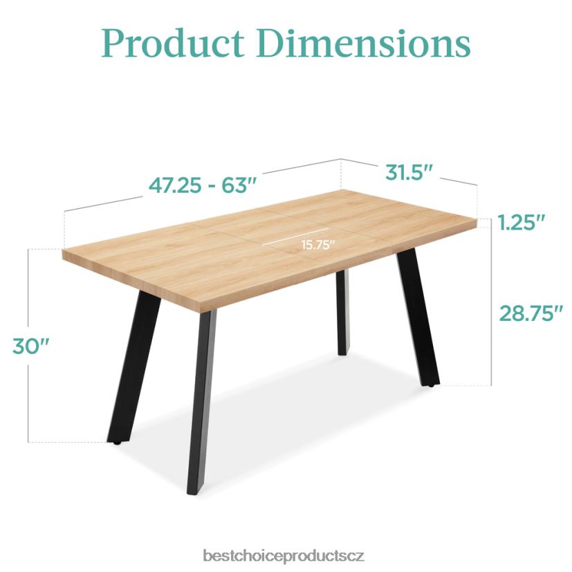 Best Choice Products moderní rozkládací jídelní stůl s nástavcem na křídlo, 2 zámky doplněk přírodní dub FF22861251