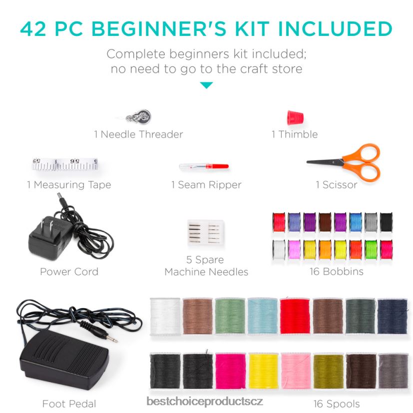 Best Choice Products 6V přenosný nožní šicí stroj s 12 vzory stehů doplněk modrozelená FF22861090
