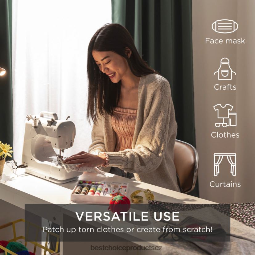 Best Choice Products 6V přenosný nožní šicí stroj s 12 vzory stehů doplněk modrozelená FF22861090