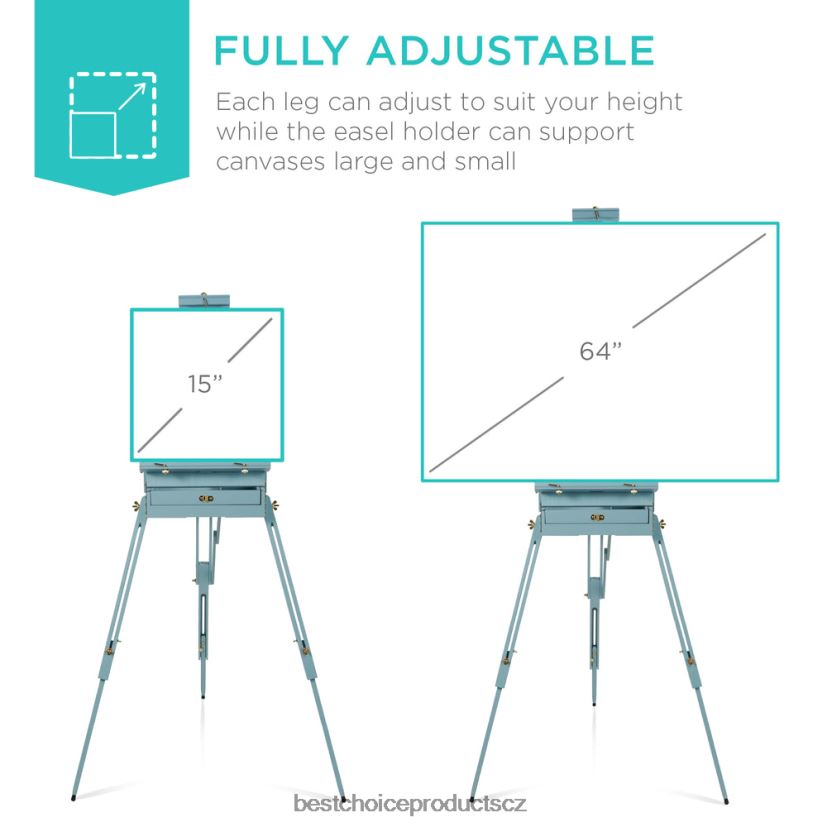 Best Choice Products Přenosný dřevěný francouzský stojan s 32dílnou sadou pro začátečníky doplněk modrý FF22861035