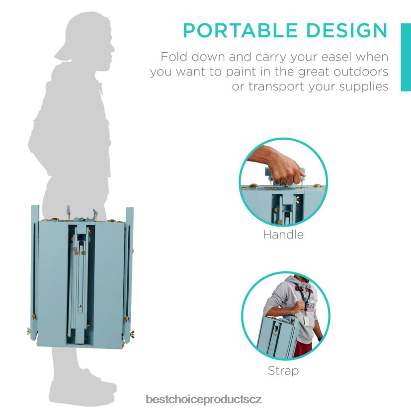 Best Choice Products Přenosný dřevěný francouzský stojan s 32dílnou sadou pro začátečníky doplněk modrý FF22861035