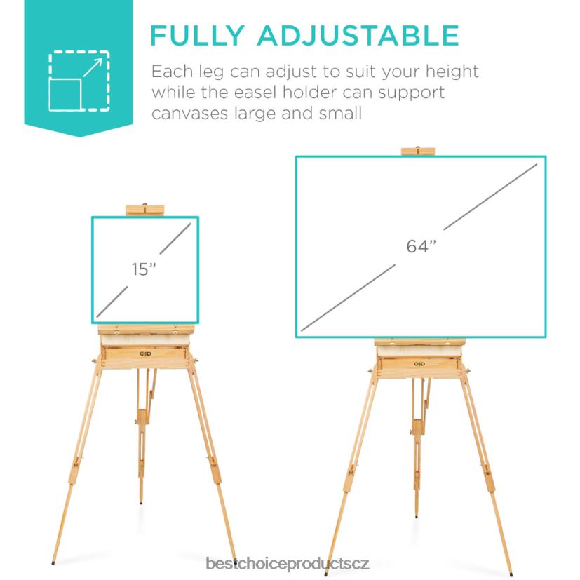 Best Choice Products Přenosný dřevěný francouzský stojan s 32dílnou sadou pro začátečníky doplněk přírodní FF22861033