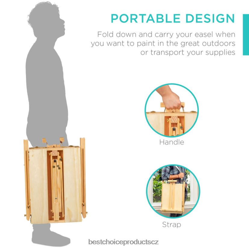 Best Choice Products Přenosný dřevěný francouzský stojan s 32dílnou sadou pro začátečníky doplněk přírodní FF22861033