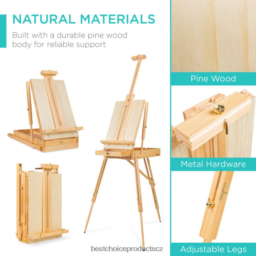 Best Choice Products Přenosný dřevěný francouzský stojan s 32dílnou sadou pro začátečníky doplněk přírodní FF22861033
