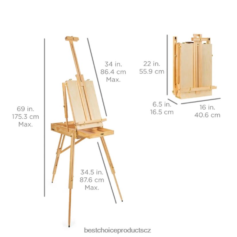 Best Choice Products Přenosný dřevěný francouzský stojan s 32dílnou sadou pro začátečníky doplněk přírodní FF22861033