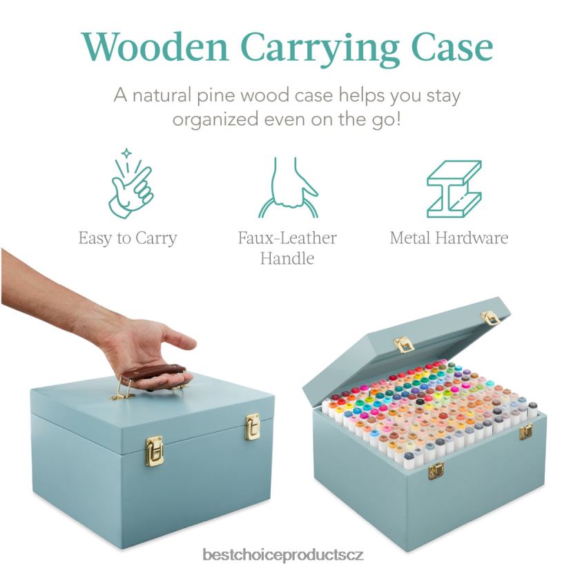 Best Choice Products Sada značkovacích per na alkoholové bázi se štětcem a hrotem sekáče, přepravní pouzdro doplněk modrý FF22861048