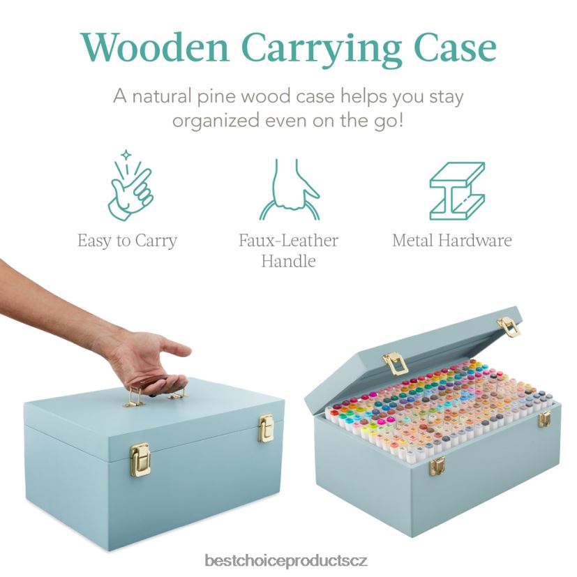 Best Choice Products Sada značkovacích per na alkoholové bázi se štětcem a hrotem sekáče, přepravní pouzdro doplněk modrý FF22861065