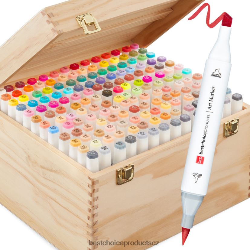 Best Choice Products Sada značkovacích per na alkoholové bázi se štětcem a hrotem sekáče, přepravní pouzdro doplněk přírodní FF22861049