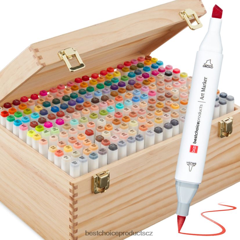 Best Choice Products Sada značkovacích per na alkoholové bázi se štětcem a hrotem sekáče, přepravní pouzdro doplněk přírodní FF22861063