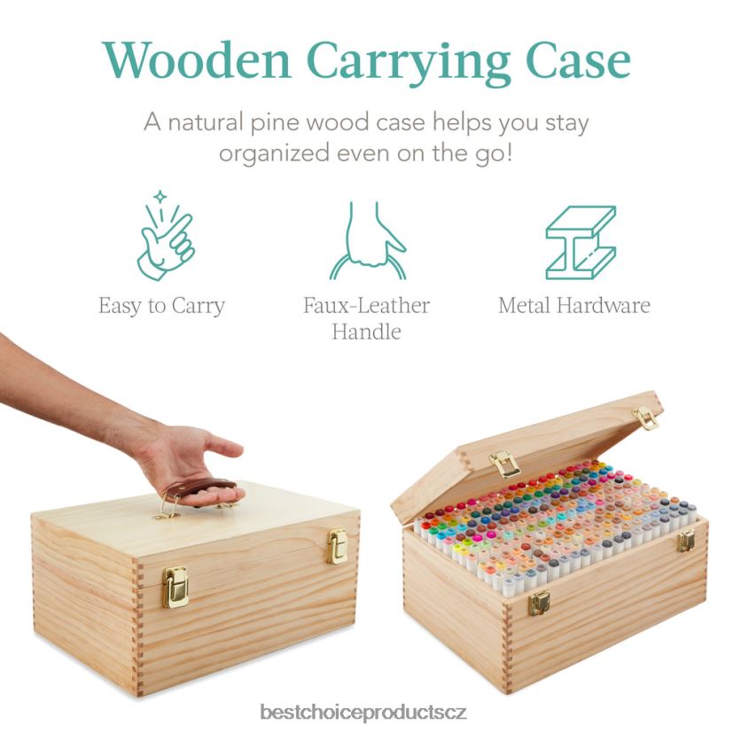 Best Choice Products Sada značkovacích per na alkoholové bázi se štětcem a hrotem sekáče, přepravní pouzdro doplněk přírodní FF22861063