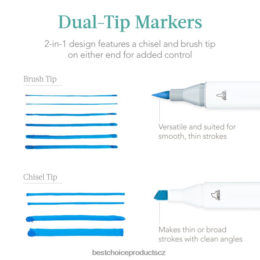 Best Choice Products Sada značkovacích per na alkoholové bázi se štětcem a hrotem sekáče, přepravní pouzdro doplněk přírodní FF22861063