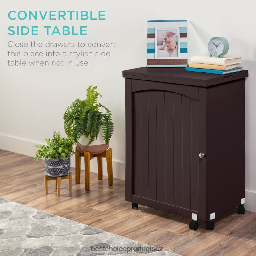 Best Choice Products skládací šicí stůl víceúčelová řemeslná stanice a odkládací stolek s kolečky doplněk espresso FF22861079