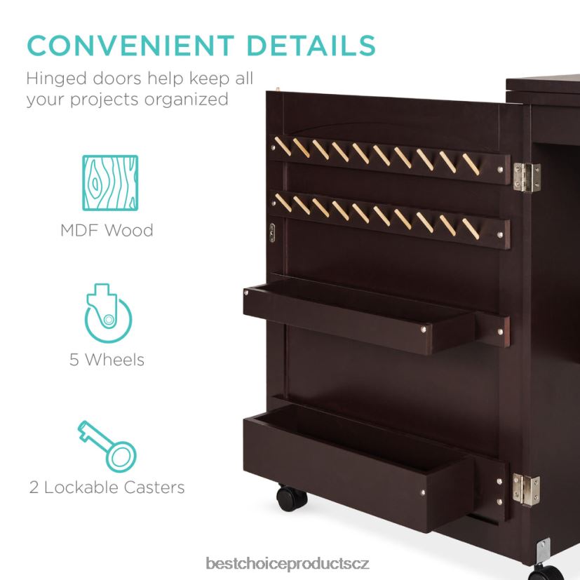 Best Choice Products skládací šicí stůl víceúčelová řemeslná stanice a odkládací stolek s kolečky doplněk espresso FF22861079