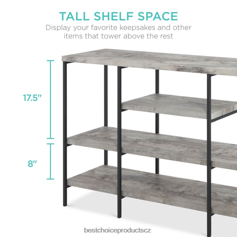 Best Choice Products 4patrový průmyslový konzolový stůl s vysokou policí doplněk šedá FF2286723