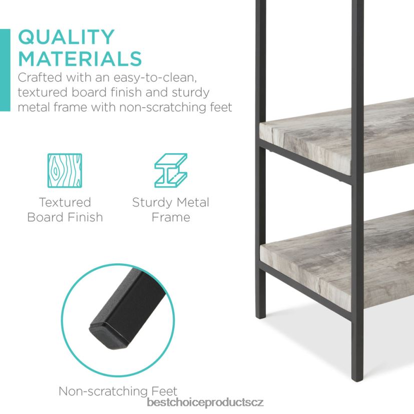 Best Choice Products 4patrový průmyslový konzolový stůl s vysokou policí doplněk šedá FF2286723