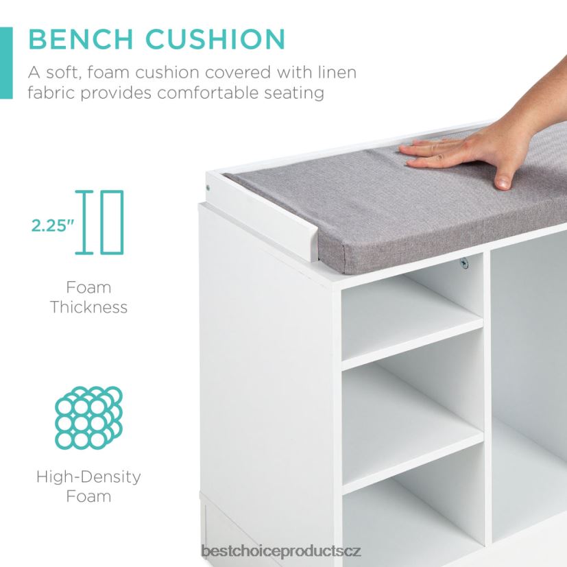 Best Choice Products stojan na boty lavice s polstrovaným sedákem, 10 kójí doplněk bílý FF22861186
