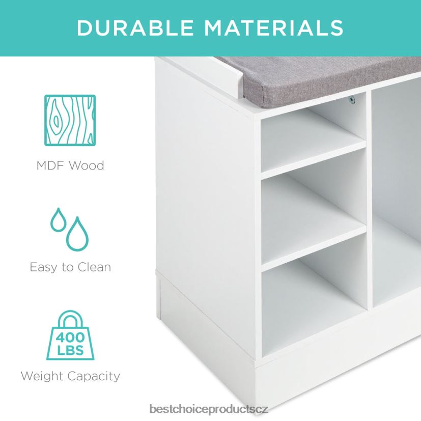 Best Choice Products stojan na boty lavice s polstrovaným sedákem, 10 kójí doplněk bílý FF22861186