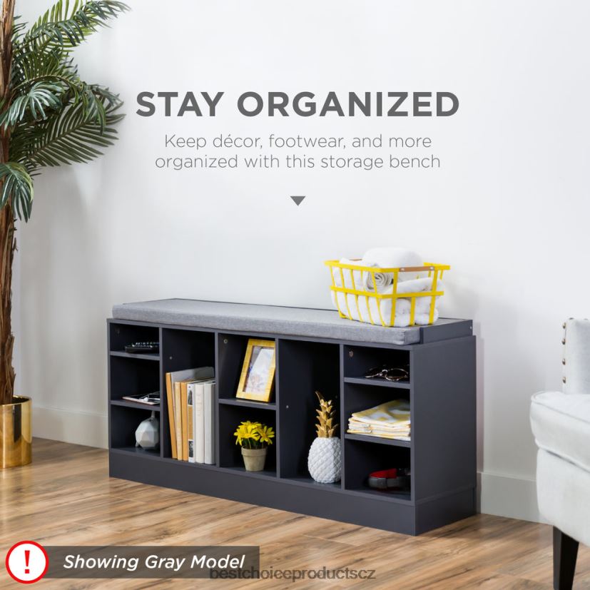 Best Choice Products stojan na boty lavice s polstrovaným sedákem, 10 kójí doplněk bílý FF22861186