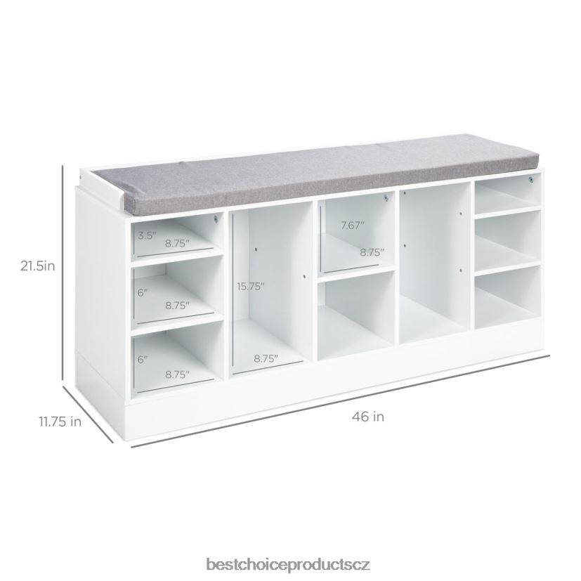 Best Choice Products stojan na boty lavice s polstrovaným sedákem, 10 kójí doplněk bílý FF22861186